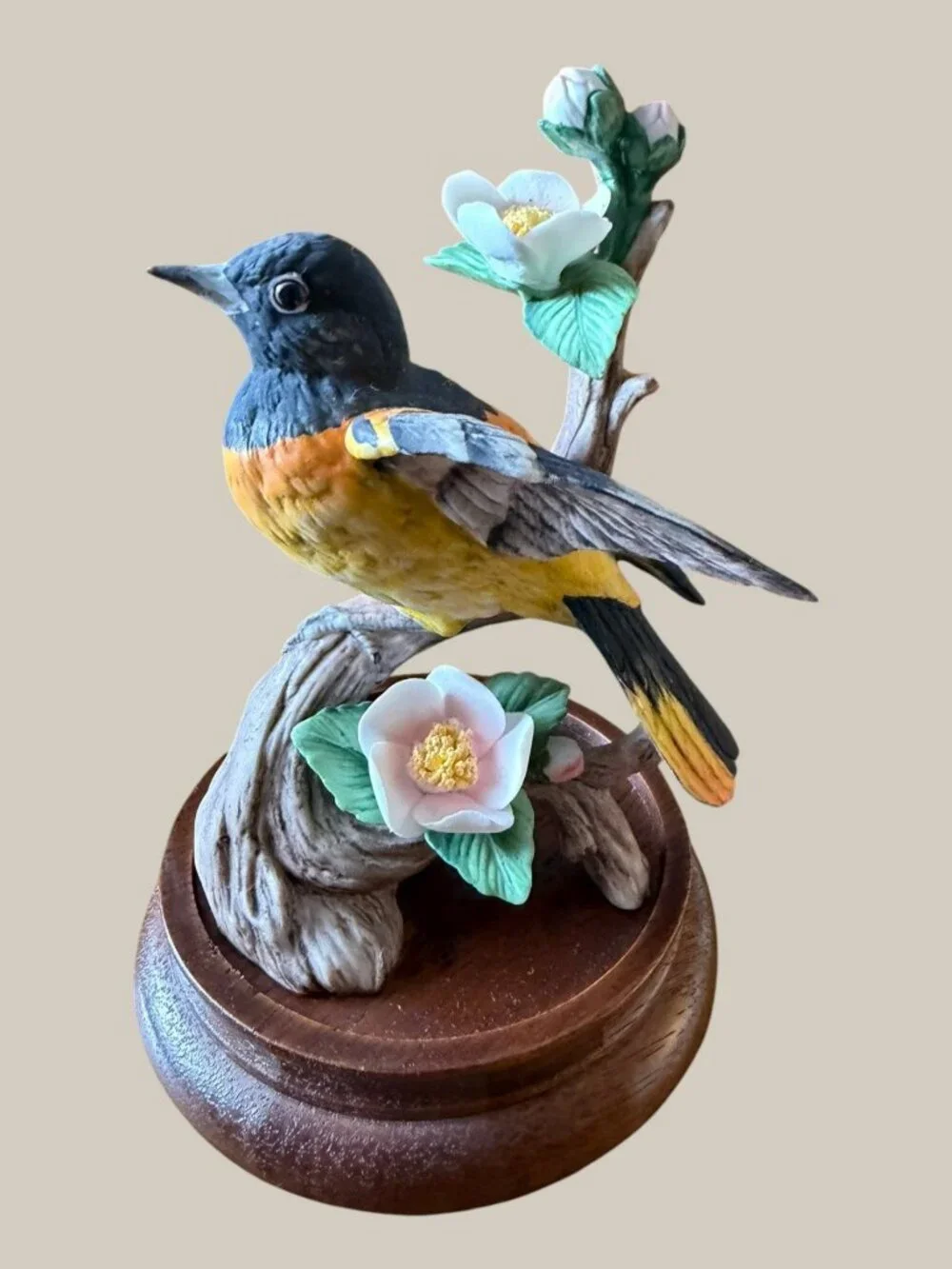 Vintage Gift World of Gorham Baltimore Oriole Bird Figurine Japan Wood Base